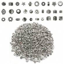 Bộ 50 Hạt Cổ Bạc Rời Hợp Kim Miếng Đệm Hạt Có Lỗ Mũ Hạt Kim Loại Hạt Bạc Cổ Miếng Đệm Thủ Công Cho Vòng Tay Vòng Cổ Hàng Thủ Công Trang Sức DIY Craft - Màu Bạc Cổ - Xem 6