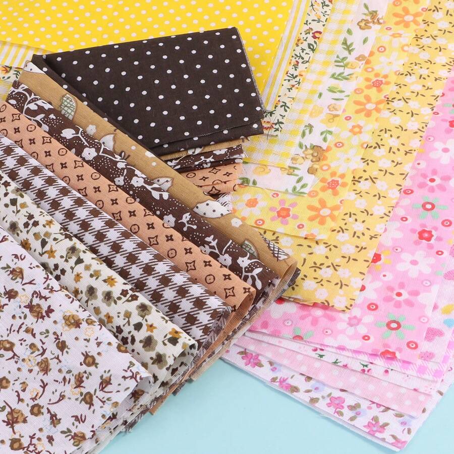 Vibrant Quilting Fabric Bundle - 7 Precut Squares (24cm X 25cm