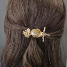 Metal Ocean Series Starfish Shell Clip, Simple Versatile Hair Accessory For Ponytails & Updos,Hair Clips,Hair Barrettes Claw Clips