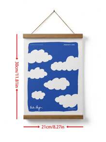 One Piece Canvas HD Printed Poster With Multiple Sizes, Cartoon Modern Fashion Niche Art Style Featuring A Blue Sky With Cloud Letter Pattern, Suitable For Living Room, Bedroom, Sofa Background, Cabinet, Desktop, And Floor Decoration, Wall Hanging Picture For Home Decor (Frame Not Included), Max Size 60*90cm, Teak Magnetic Suction Hanging Scroll Painting (With Simple Wooden Hanging Scroll), Art Gift, PVC Hard Tube Packaging,Wall Art Gifts Birthday Graduation Coastal Decor Coastal Decor Beach Decor - Multicolor - View 18