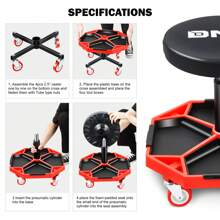 Adjustable Height Pneumatic Garage Seat Rolling Mechanic Stool With Tool Tray Storage - Black - View 2