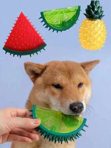 1 pieza/2 piezas/3 piezas Juguete para mascota con sonido, lindo juguete para masticar con forma de fruta para refrescarse en el verano