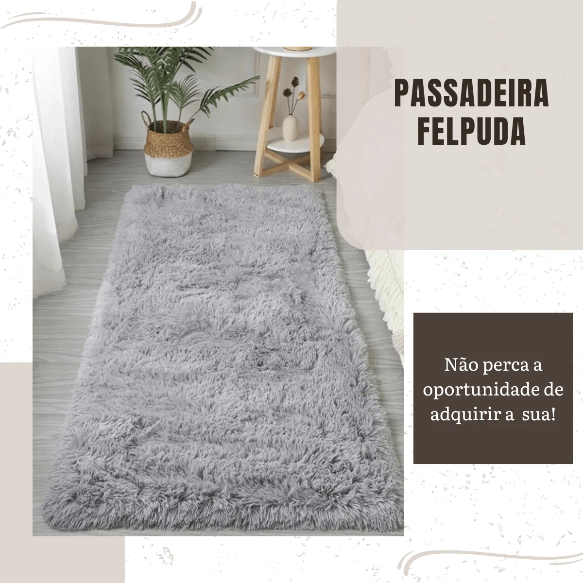 Tapete Passadeira Soft Felpudo Extra Macio 2,00x0,60 e 1,00x0,60 - Cinza Claro - Visão 1