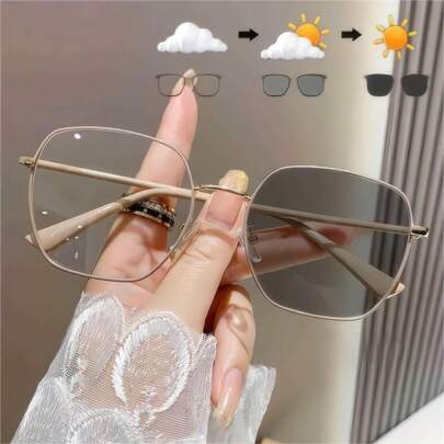新款超轻大框时尚变色女士眼镜