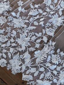 1 mạng che mặt dài bằng ren và ngọc trai màu trắng cho cô dâu, mũ đội đầu bằng vải tuyn một lớp dùng cho chụp ảnh cưới/bãi biển/vườn, bao gồm cả lược trang phục mùa thu cho phụ nữ - A - Xem 6