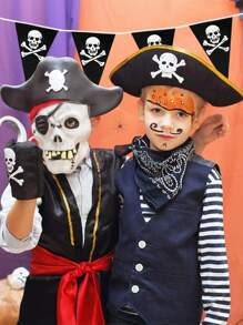 1/2/3 Piezas, Banderines piratas de 5 M de temática pirata para decoración de fiesta, banderines con diseño de calavera pirata, triángulos, suministros para fiestas de cumpleaños de Halloween, Otoño, Navidad - Negro - Ver 7