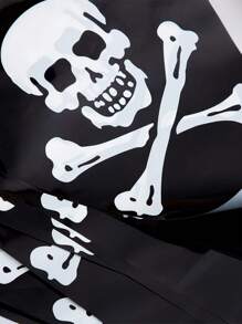 1/2/3 Piezas, Banderines piratas de 5 M de temática pirata para decoración de fiesta, banderines con diseño de calavera pirata, triángulos, suministros para fiestas de cumpleaños de Halloween, Otoño, Navidad - Negro - Ver 4