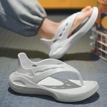 Herren Sommer Lässig-Outdoor Hausschuhe, Einfarbig mit dickem, elastischem und rutschfestem Schuh-Körper für Komfort, Abriebfestigkeit und Stoßdämpfung