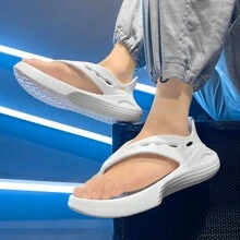 Herren Sommer Lässig-Outdoor Hausschuhe, Einfarbig mit dickem, elastischem und rutschfestem Schuh-Körper für Komfort, Abriebfestigkeit und Stoßdämpfung