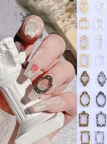 32 件巴洛克复古指甲饰品 - 镂空金属朋克指甲珠宝配饰用品，适用于女士和女孩的美甲 - 雕刻指甲框饰品，适合 DIY 美甲 - 混合多种颜色风格 - 彩色 - 查看 1