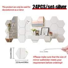 48 piezas Pegatinas de espejo de pared hexagonal de acrílico, espejos decorativos desmontables, adornos artísticos con forma hexagonal autoadhesivos para decoración del hogar, pegatinas, vinilos decorativos para decoración del hogar, artículos de decoración de primavera para renovar su hogar, pegatinas de decoración Rama