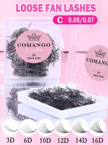 Mi nối CoMango 500Fans Loose Fan 0.05/0.07mm đế nhọn 3D/6D/10D/12D/14D/16D Volume Premade Fans Mi nối Cụm, Mi nối Cụm, Mi riêng lẻ, Mi giả - C - Xem 2