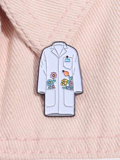 1pc White Flower Enamel Brooch, Scientific Laboratory Medical Accessory, Suitable For Scientists, Chemists, Doctors, Nurses, Lapel Pin, Valentine's Day Gift