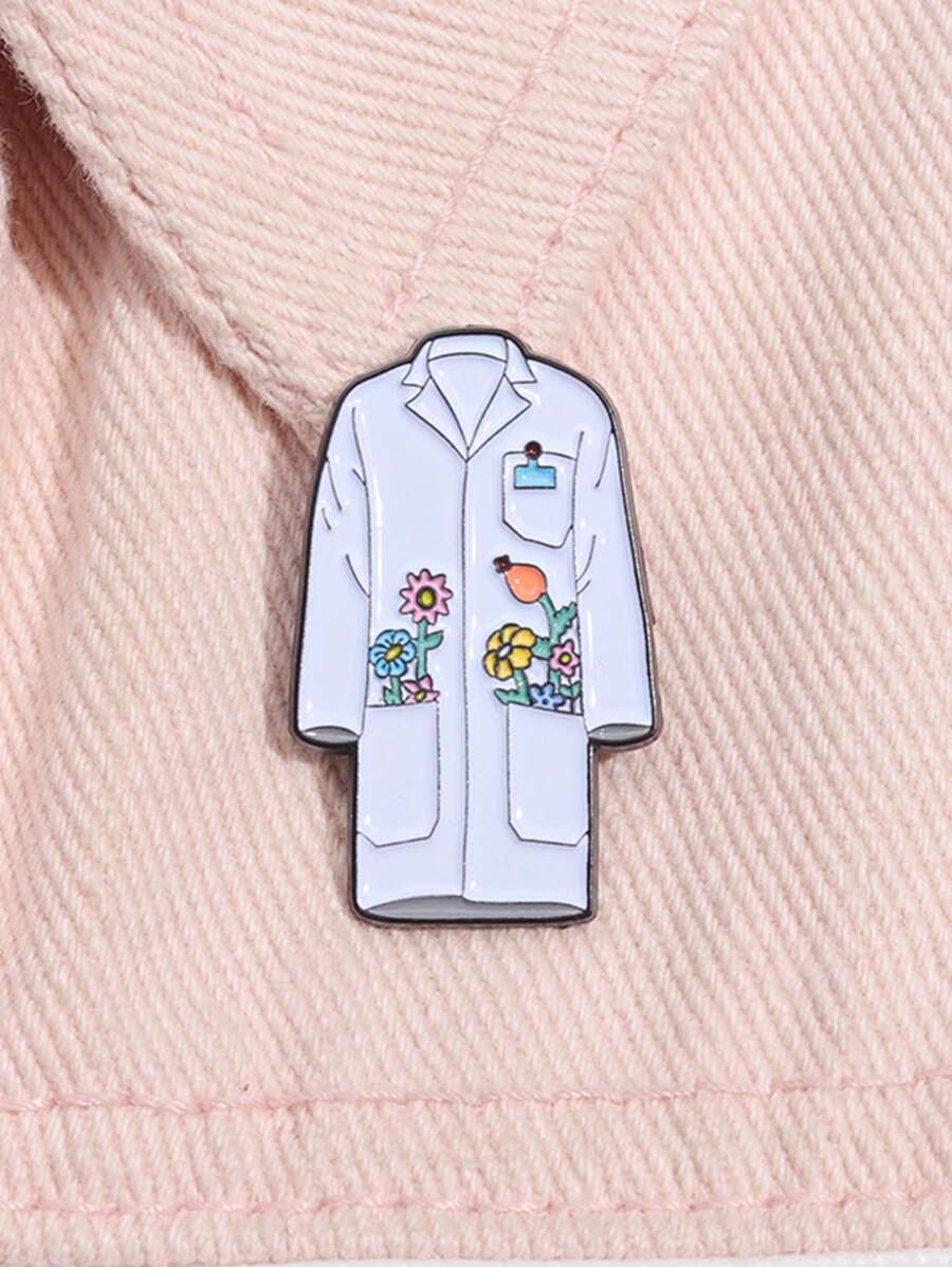 1枚白色珐琅花朵胸针，科学实验室医疗配件，适合科学家、化学家、医生、护士佩戴，可作翻领别针，情人节礼物 - 彩色 - 查看 1