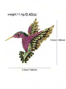 1pc Women's Hummingbird Rhinestone Brooch, Bird Animal Suit Pin Accessory