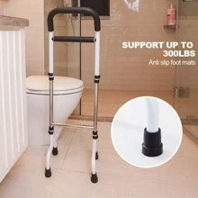 Barandillas de cama para la seguridad de adultos mayores, barandillas para sofá, barandillas para inodoro, barandilla de asistencia para la cama con asa ergonómica antideslizante y soporte de cama de acero al carbono resistente para ayudar la movilidad de adultos mayores y mujeres embarazadas - Blanco - Ver 6