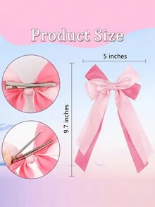 2 件蝴蝶结发带撞色蝴蝶结发夹长尾蝴蝶结发饰鳄鱼夹可爱蝴蝶结发饰适合少女礼物