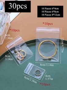 50/30/20 Pcs Transparent Jewelry Storage Bags, Anti-Oxidation Jewelry Organization Pouches Back To School Valentine Day - Clear - View 6