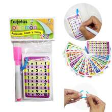 mutiplicaciones  llavero tarjetas tablas de multiplicar plastificadas con 1 plumón, llavero de enseñanza - Multicolor - Ver 2
