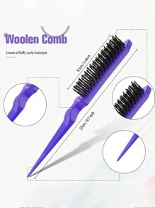 5入組9行黑色防結髮刷套裝，配噴霧瓶，6.8盎司/200毫升，適用於輕鬆梳理、分離、造型和定義濕潤的粗髮或捲髮，易於滑過結糾