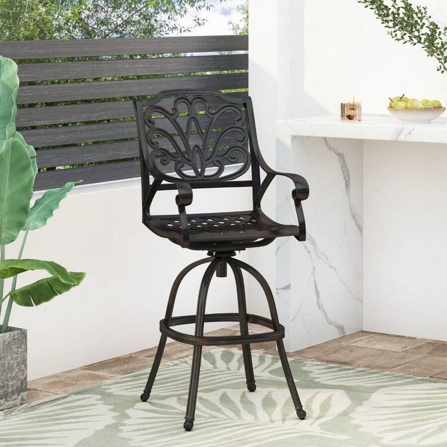 Cast Aluminium SWIVEL BAR STOOL - Bronze - View 1