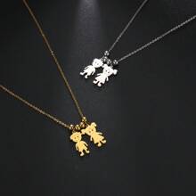 不锈钢男女童吊坠个性化定制项链，可刻名字、日期，串珠项链，个性化名字男女童吊坠项链，母亲节礼物，不锈钢首饰，家庭首饰，生日派对配饰，友谊礼物，夏季首饰，女士沙滩配饰 - 金色 - 查看 4