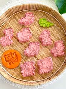 8入組蜜蜂餅乾切割器套裝,蜂蜜餅乾模具3d卡通可壓餅乾模具,diy餅乾印章廚房烘焙配件製糕點烘焙器具 - 粉色 - 查看 20