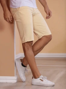 Men Denim Shorts - Yellow - View 1