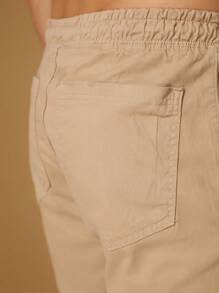 Men Denim Shorts - 棕色 - 查看 5
