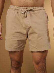 Men Denim Shorts - 棕色 - 查看 6