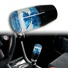 JDM 10CM VIP Clear Real Flowers Manual Gear Stick Shift Knob Lever Shifter Universal - Blue - View 1