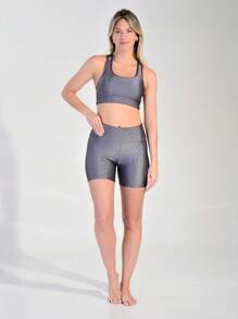 Women Sports Shorts - 深灰色 - 查看 1