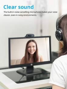 Cámara web C270 720P Plug and Play Webcam USB2.0 para PC, cámara web para video chat, cámara web para escritorio Max Android, enfoque automático, estado - Negro - Ver 2