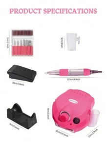 Electric Nail Polish Drill Machine Set With Nail Drill Bits & Sanding Rings, 35000RPM Portable Electric Manicure Art Pen Electric Nail Grinder, Nail Efile Nail Drill Pen Manicure Machine Kit, Professional Nail Art Polish, For Shaping And Buffing, Cuticle Dead Skin Callus Remover & Gel Exfoliator Machine Set, Toenail Grinder Nail Polishing Equipment Nails Appliance Manicure Pedicure Kit Accessory DIY Nail Art Tool For Ceramic Acrylic Gel Nail, Salon & Home Use - Rosa - Ver 8