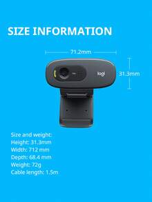 Cámara web C270 720P Plug and Play Webcam USB2.0 para PC, cámara web para video chat, cámara web para escritorio Max Android, enfoque automático, estado - Negro - Ver 6