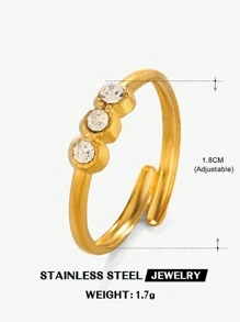1 Peça Anel de Aço Inoxidável Popular Estilo INS com Olho Turco de Strass, Adequado para Uso Diário Feminino - Ouro amarelo - Visão 13