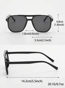 1pc Women's Large Square Frame Fashion Glasses With Rivets, Street Fashion Eyewear For Daily Wear And Vacation For Summer Beach Vacation,Outdoor,Travel Shades Casual Style Oversized Aviator Frame For Going Out Outfit,Back To School - Coffee Brown - View 5