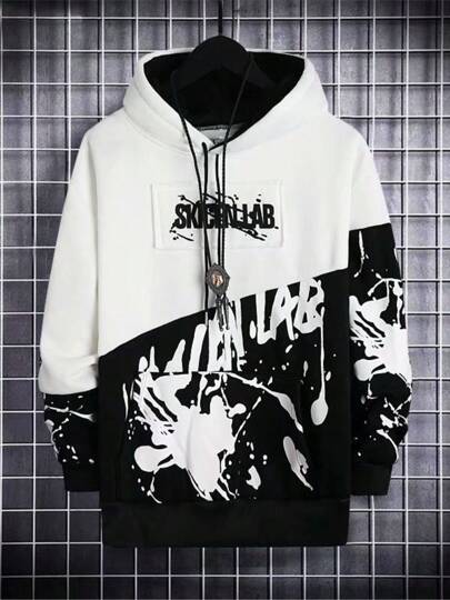 Sudadera con capucha de manga larga estilo casual para hombre, sudadera suelta con cordón de ajuste