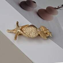 金属海洋系列海星贝壳发夹，简约百搭弹簧夹，适合半马尾发型，金色头饰，发饰，女士发饰，发夹 - 金色 - 查看 12