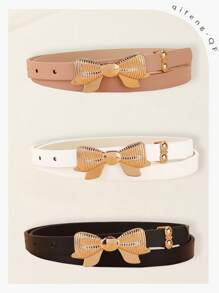 3 件装女士蝴蝶结扣时尚腰带，适合日常生活 - 彩色 - 查看 12