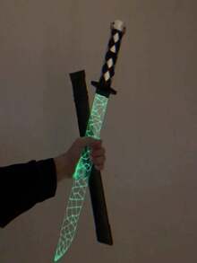 1pc Cracked Warrior Light Up Laser Sword Toy With 7 Color Acrylic Blade & Sheath, Great For Cos - Multicolor - View 11