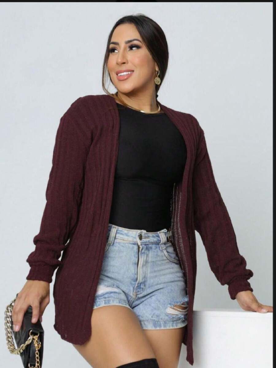 Women Sweater Dresses - Màu Đỏ Sâu - Xem 1