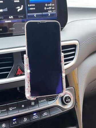 Car Phone Holder Women Diamond Crystal Car Air Vent Mount Clip Mobile Phone Holder Stand In Car Bracket Interior Accessories