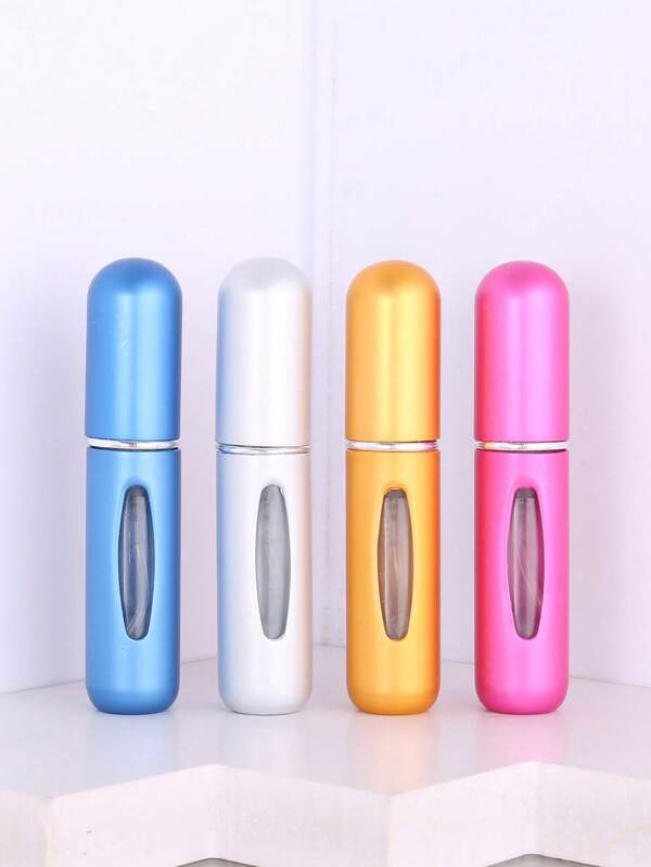 4 piezas Atomizador de perfume recargable de 5ml, mini botella de colonia vacía, vaporizador portátil pequeño para líquidos, artículos esenciales para viajes, organizador de viajes para playa, vacaciones, regreso a la escuela, suministros escolares, campamento, vacaciones, accesorios, perfume para mujeres y hombres