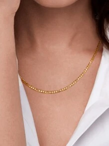 1Pc Exquisite Minimalist 925 Silver Chain Necklace Classically Nostalgic Plating 18K Gold Chain Necklace For Women