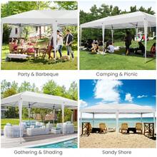 Gazebo 3x6 With Side Walls, Folding Pavilion 3x6 Waterproof, Stable, Winterproof With Bag With Wheels, 4 Sandbags, Easy To Set Up Folding Tent For Outdoor Party, Garden, Event - 白色 - 查看 6