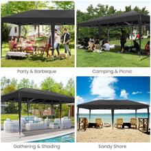 Gazebo 3x6 With Side Walls, Folding Pavilion 3x6 Waterproof, Stable, Winterproof With Bag With Wheels, 4 Sandbags, Easy To Set Up Folding Tent For Outdoor Party, Garden, Event - 黑色 - 查看 7