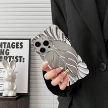 Funda de teléfono con gotas de agua transparentes con diseño de hojas 3D, funda de teléfono móvil con efecto de ondas de agua enchapada, compatible con iPhone 11 12 13 14 15 Pro Max - Multicolor - Ver 85