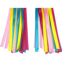 1 Pair Scooter Ribbons, Bike Grip Streamers, Rainbow Tassel Ribbons, Balance Bike Handlebar Decorative Ribbons, 18 Bands Colorful Polyester  Material, Bike Accessories, Handle Decorations, For Toys Highway Car Tricycles