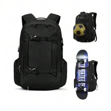 2024全新設計男女滑板後背包，休閒大容量背包肩袋，耐用防水牛津布料，可調節肩帶，街頭風格的滑板戶外運動學校假日包 - 彩色 - 查看 8